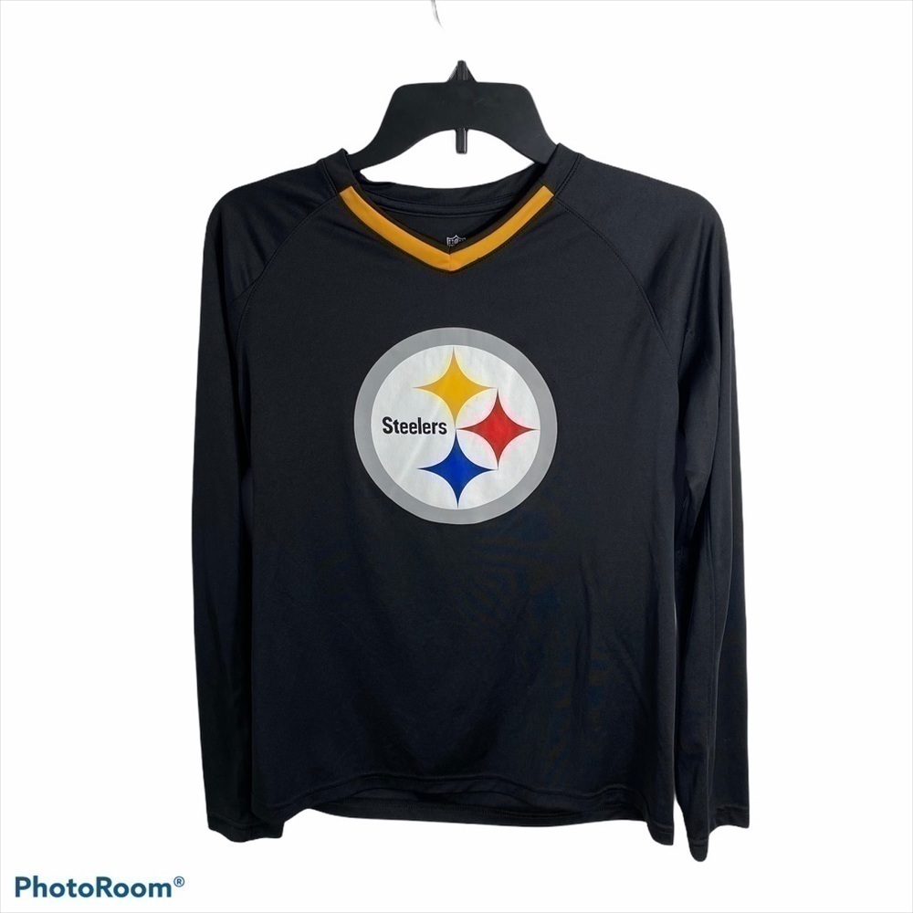 Steelers Youth Long Sleeve Shirt Large 14-16 Black